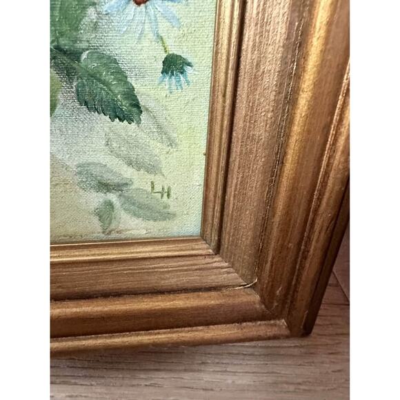 Vintage Oil Painting signed LH Artist Still Life Floral - Picture 2 of 4